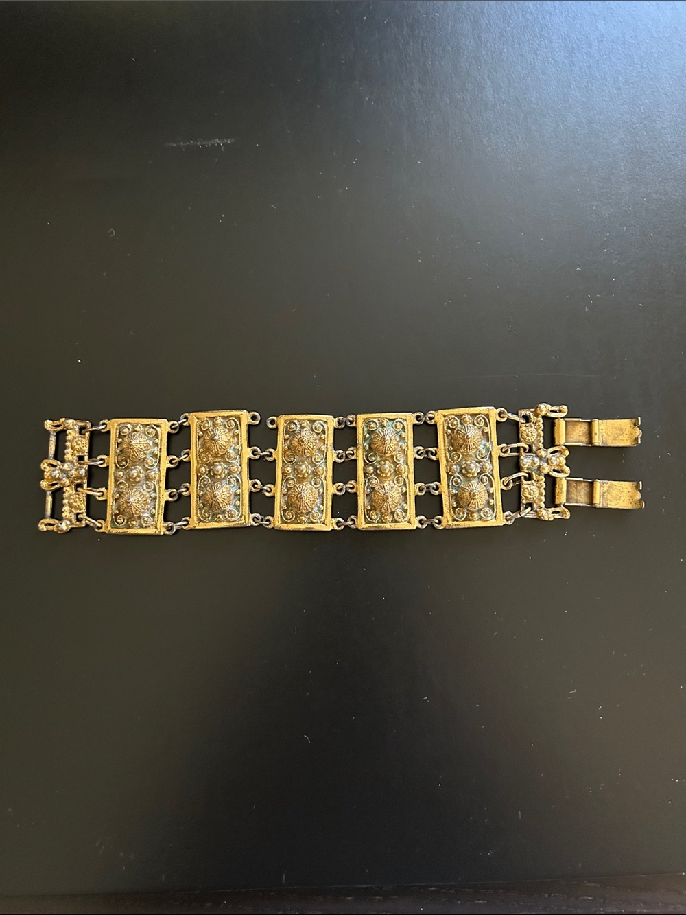 Estrusceana by Rice Weiner Gold-Tone Filigree Link Cuff Bracelet
